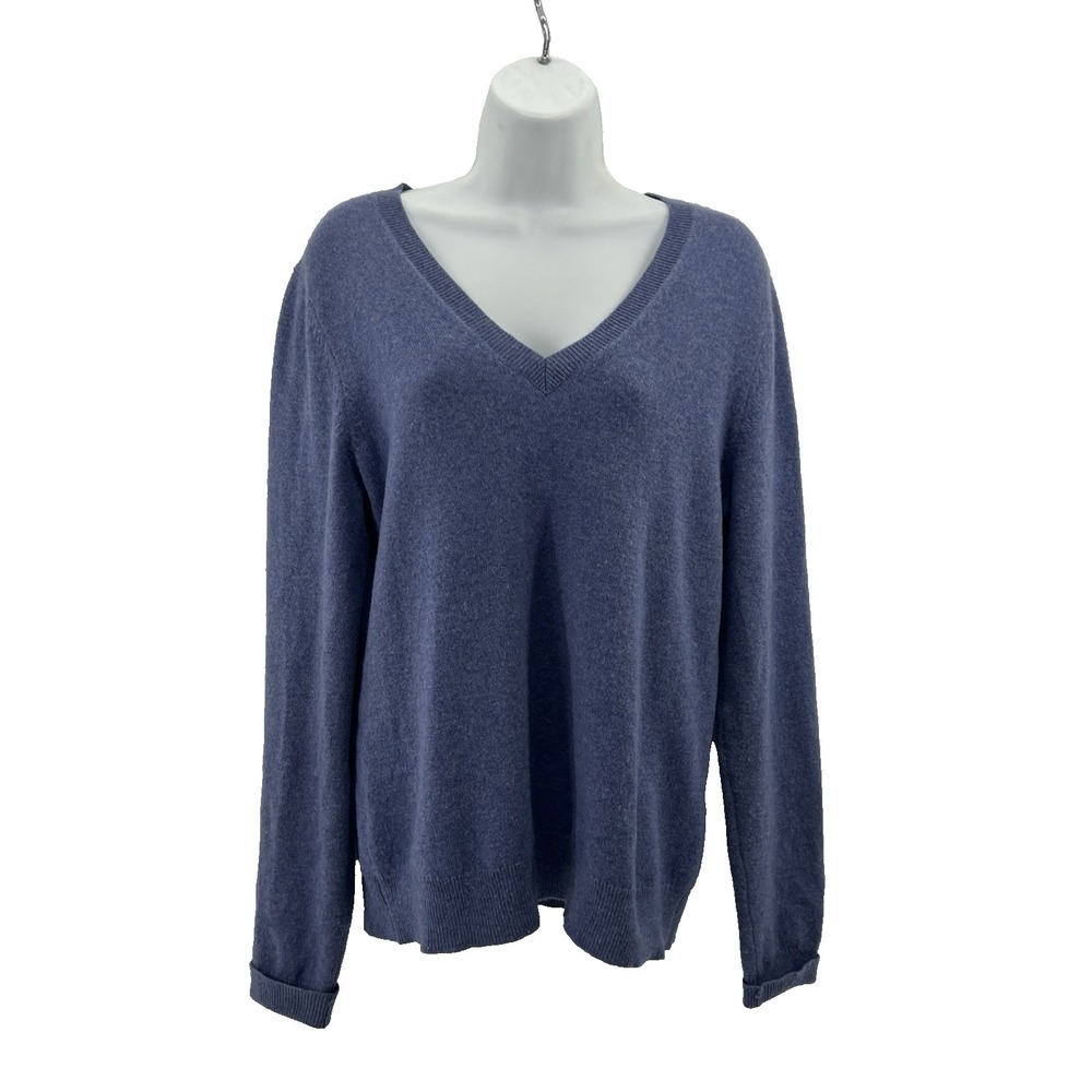 Lord & Taylor Cashmere Sweater Mens Medium Blue V Neck Preppy Hipster Old Money